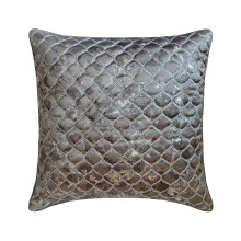 Grijze en zilveren jacquard zijden kussenhoes van 56 x 56 cm, gewatteerd kussen met geometrisch patroon voor de bank, moderne stijl - Reza