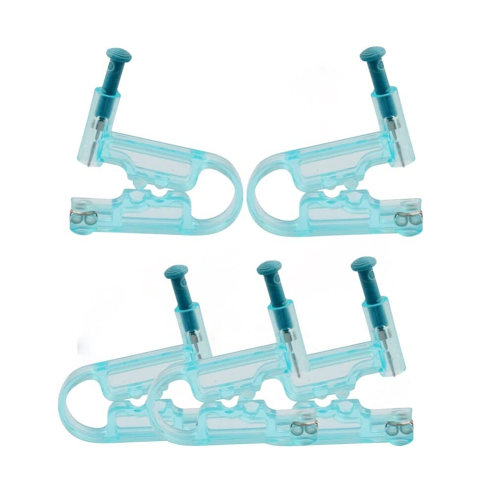 Blue 5Pcs Disposable Ear Piercing Gun Kit With Stud Earrings, Hygienic Singleuse Design,