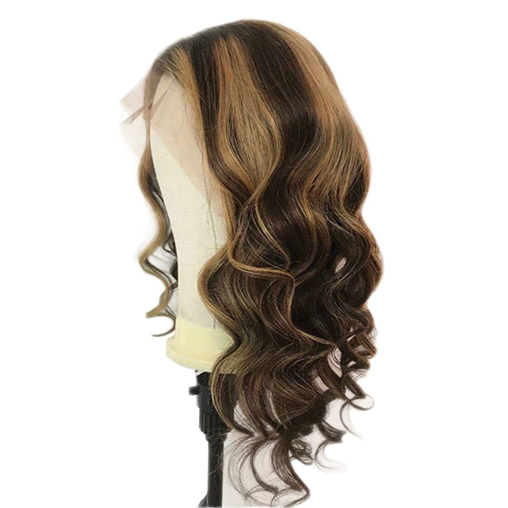 Unisex 18 Inch Ombre Human Hair Lace Front Wig, Pre Plucked Brazilian Body Wave, 13X6 Hd Glueless 150% Density