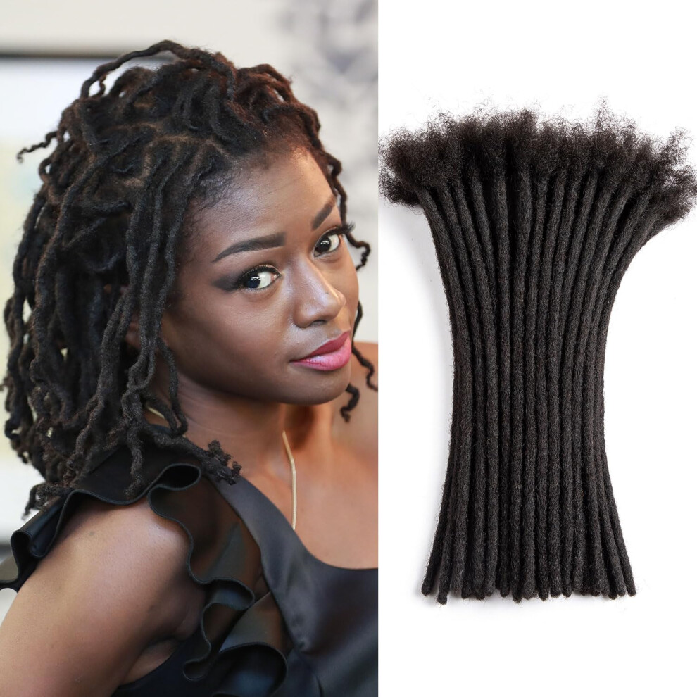 Unisex Human Hair Dreadlock Extensions 12 Inch 1B# Handmade Bleach And Dye Friendly Full Head Permanent Loc Extensions