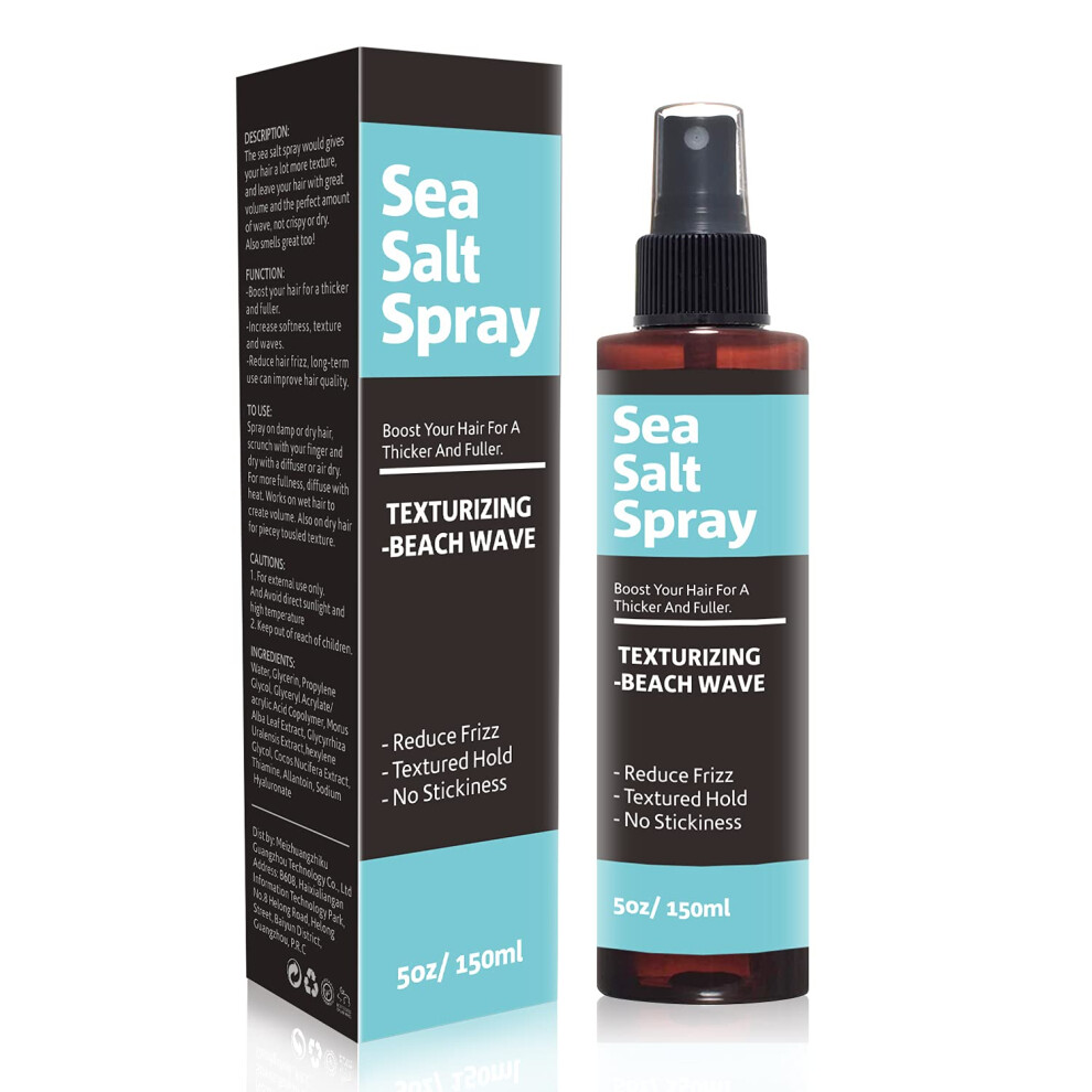 Sea Salt Spray for Beach Waves, Volumizing Hair Texturizing Spray with Frizz Control Hold, 5oz