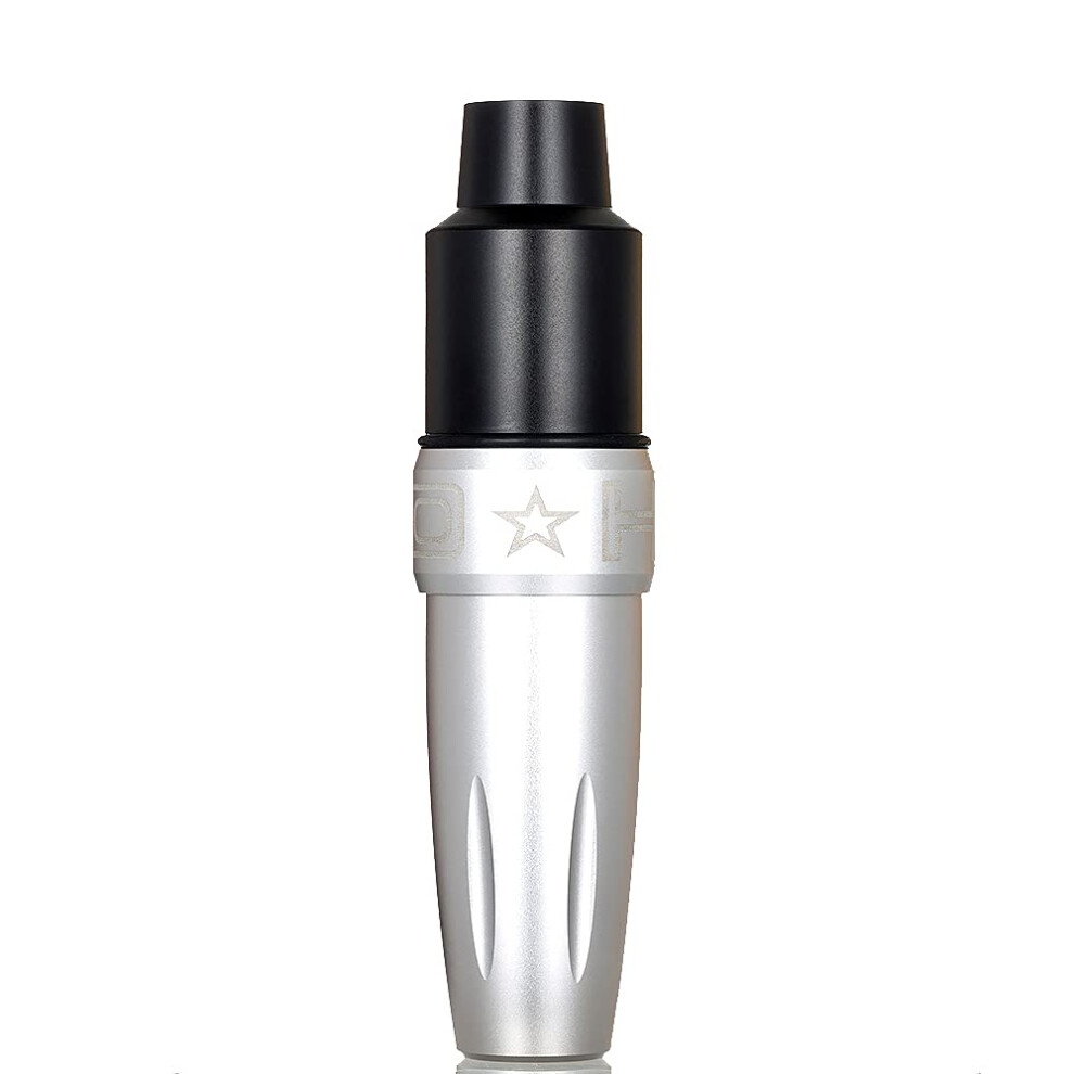 Silver Rotary Tattoo Pen Machine With Japan Motor, Cnc Carved Aluminium Alloy, 3.5Mm Stroke For Lining And Shading