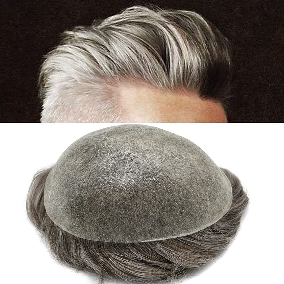 Unisex Men's Toupee Human Hairpiece Ultra Thin Skin V Loop Hair System Natural Scalp Look 8X10 #565