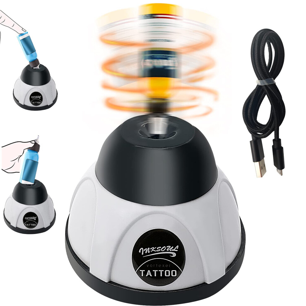 White Mini Vortex Mixer For Tattoo Ink And Nail Polish, Usb Rechargeable Speed Touch Activation,