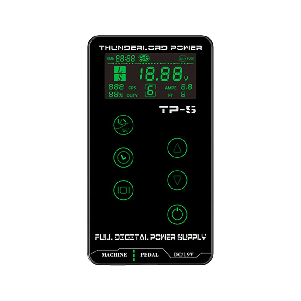 Green Tp5 Digital Tattoo Power Supply With Lcd Display For Coil And Rotary Machines,