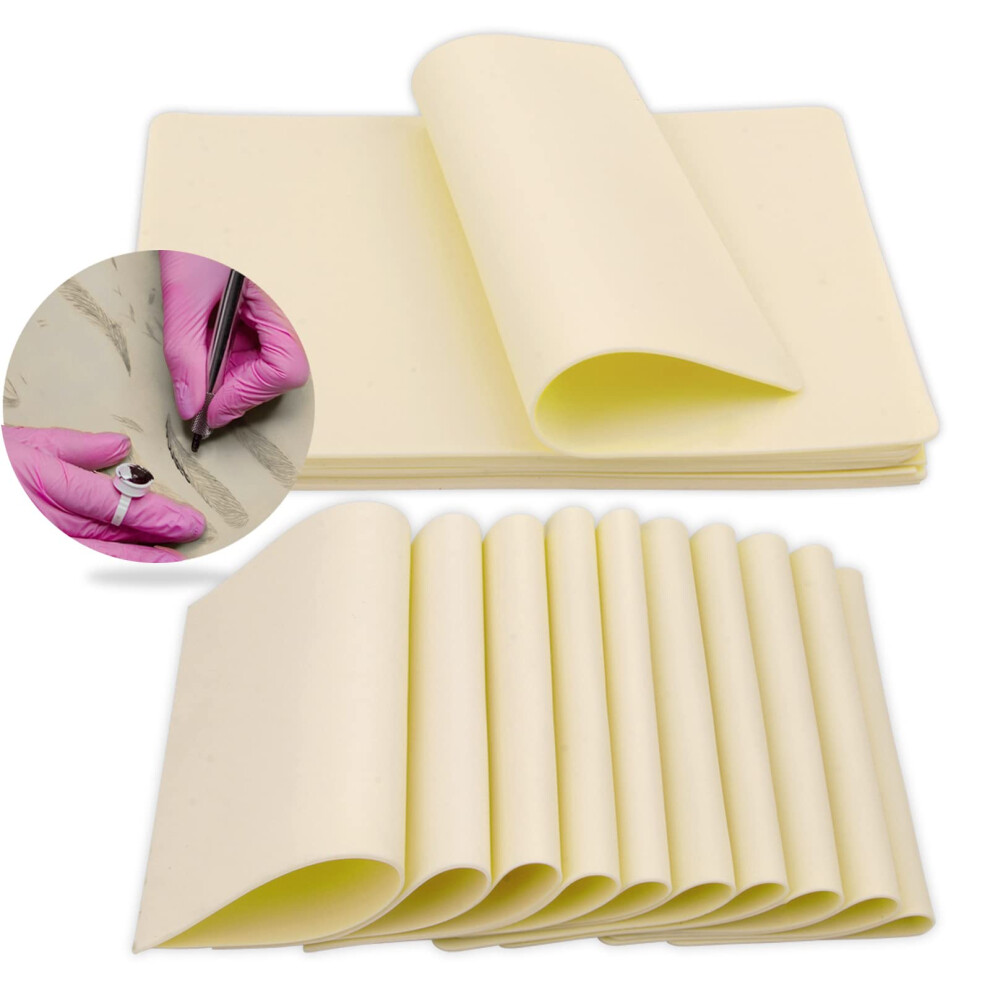 10 Pack DoubleSided Microblading Practice Skin 8x6 Silicone Pads for Eyebrow and Lip Training