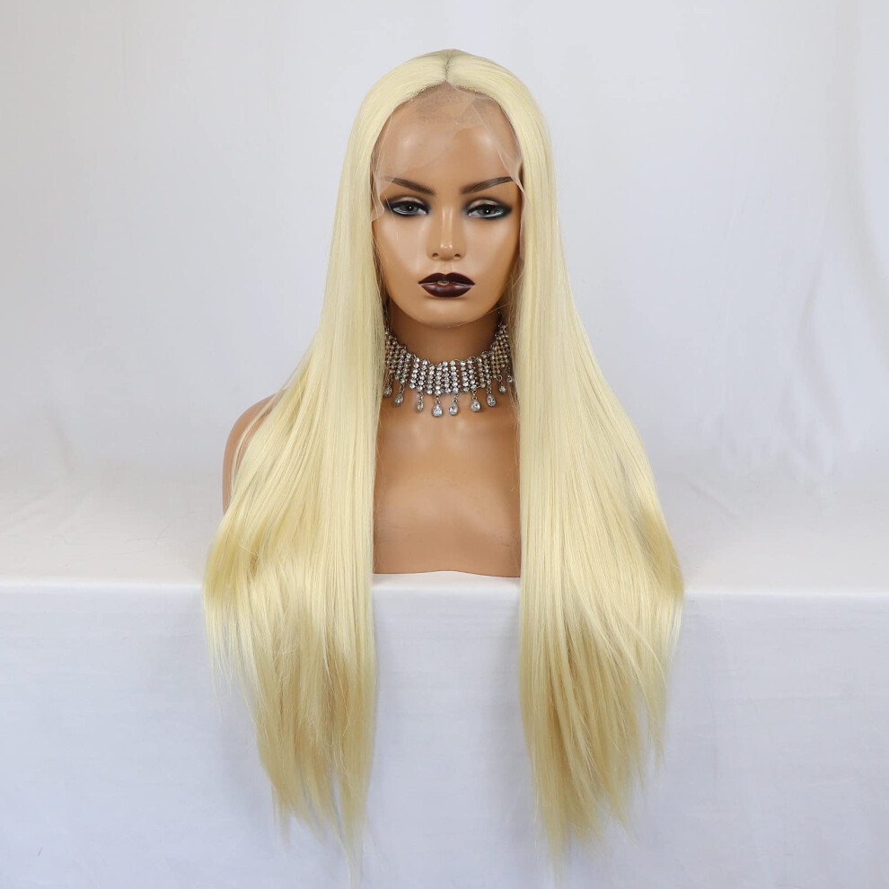 613 Blonde Lace Front Wig with Baby Hair, Long Wavy Glueless Synthetic 22 Inches for Women