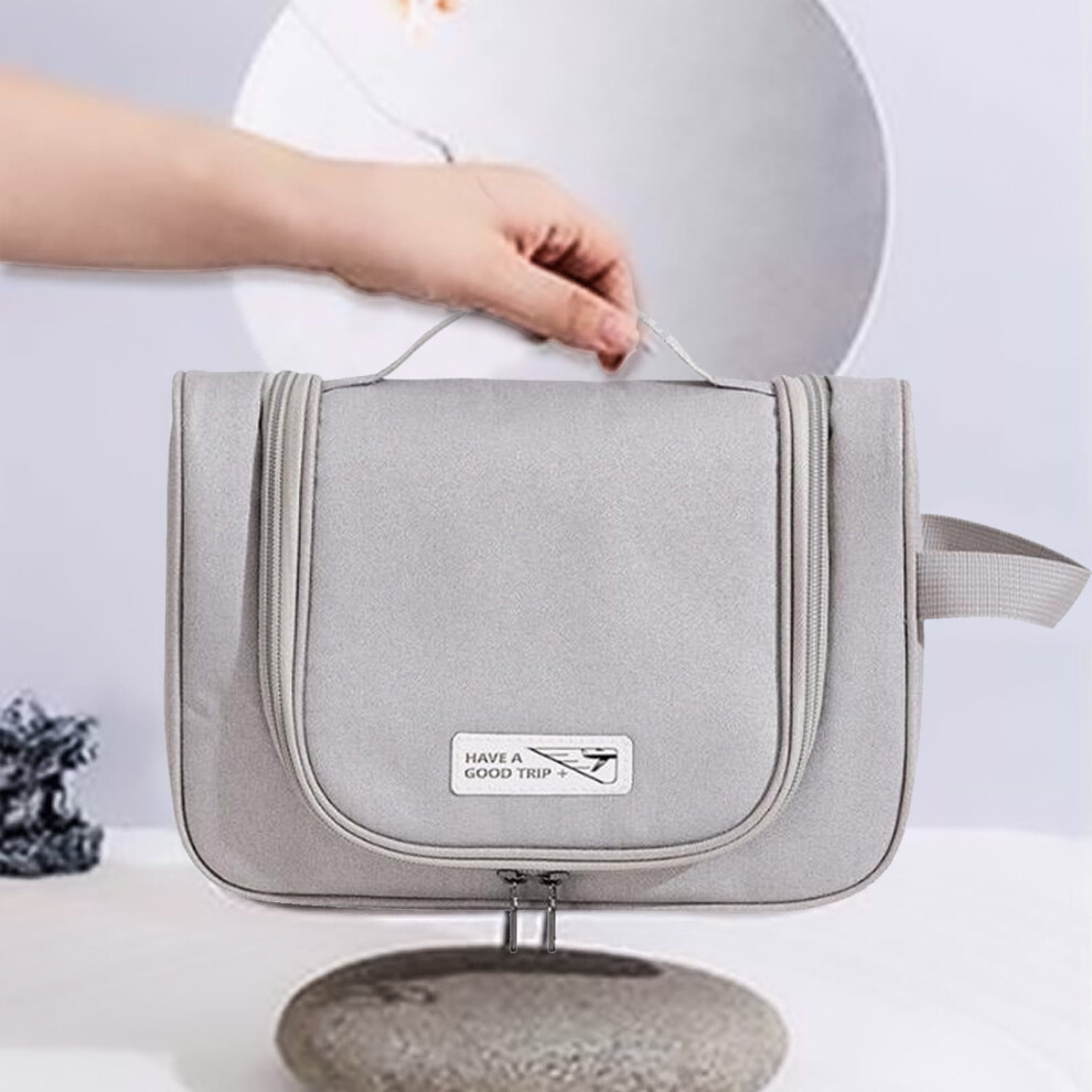 Gray Rnemite-Amo On Clearanceï¼Portable Hook Toiletry Bag Travel Cosmetic Storage Bag Cosmetic Bag Large Capacity