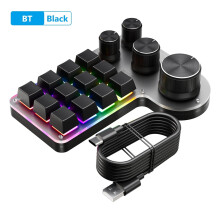 Teclado mecânico para jogos jixopn RGB USB com fio/compatível com Bluetooth, switch vermelho hot-swap, 12 teclas e 4 knobs, macro programável para