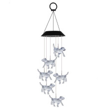 Yonrjhukm Kleurrijke Solar Windgong voor Buiten, LED Hond Draaiende Windgong, Tuinverlichting, Decoratie Windgong voor Buiten, Diepe Toon