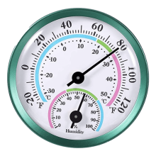 Billbianc 2-in-1 analoge thermo-hygrometer met temperatuur- en vochtigheidsmeter, voor binnen en buiten, zwart