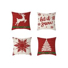 Set de fețe de pernă de Crăciun, 4 buc., 17,71 x 17,71 inchi, folosit pentru decorarea Crăciunului, iarna, sărbători, față de pernă