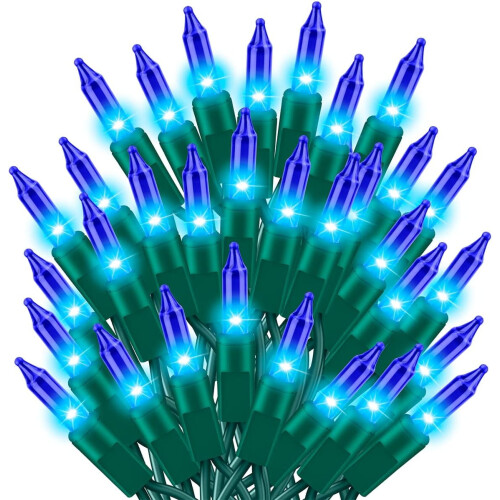 Μπλε LED φωτάκια σε σειρά, 16ft50 λαμπτήρες, λειτουργία με μπαταρία, 8 λειτουργίες,