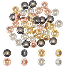 40 Stück 10 mm Stopperperlen mit Gummieinlage, Messing-Schieberperlen in 4 Farben, verstellbare Schiebeverschlüsse, runde Perlen,