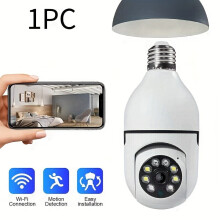 Câmera de segurança Wi-Fi 2K com câmera em formato de lâmpada de 3MP, PTZ para ambientes internos e externos, com interfone de voz remoto e