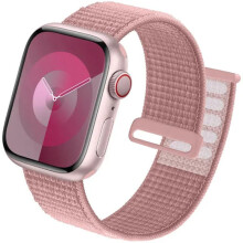 Curea sport compatibilă cu Apple Watch 44mm, 40mm, 49mm, 45mm, 41mm, 42mm, 38mm, bandă din nailon pentru iWatch Ultra2, Series9-3, roz