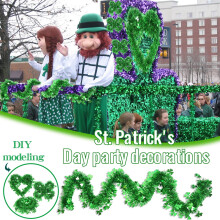 Guirlanda de enfeites brilhantes para o Dia de São Patrício, BGZLEU6.5 pés, trevo metálico verde com glitter, decoração para festa, árvore,