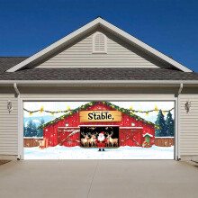 Kerstbanner 7x16ft, geschikt voor schuurdeuren, grote muurdecoratie voor binnen- en buitendeuren, winterse achtergronddecoratie