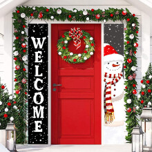 Quinlirra Uitverkoop Kerstdecoraties, Vrolijk Kerstbanner, Kerstdeurbord, Welkomstbanner voor aan de muur, thuis, feest, binnen en buiten
