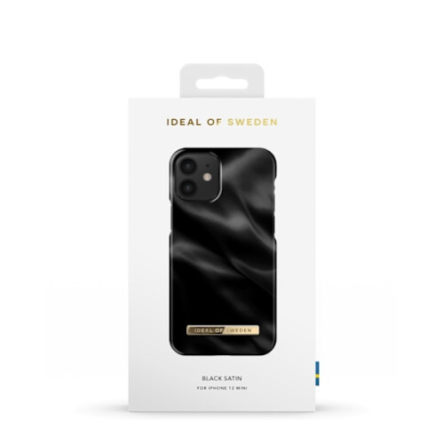 Capa impressa compatível com iPhone 12 Mini, preta acetinada.