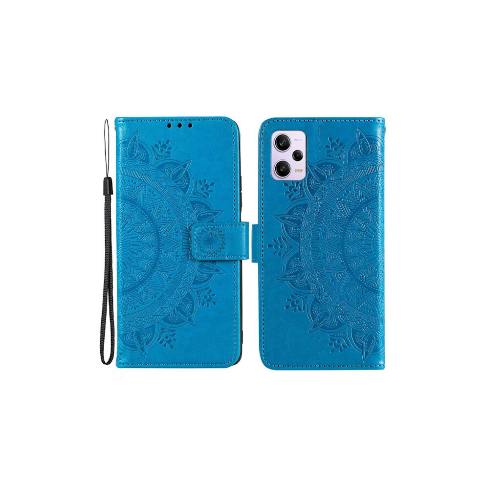 Skalo Compatible With Xiaomi Redmi Note 12 Pro 5G Mandala Wallet Case - Blue 9448196125496