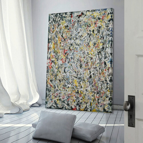 Αφηρημένη εκτύπωση Jackson Pollock (136) Τέχνη τοίχου σε καμβά 12x18 ίντσες, Δώρο αφίσας για 2
