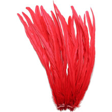 25pcs 16-18" Bleach-Dyed Rooster Coque Tail Feathers, 15+ Colors to Pick Up (Red)