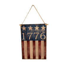 Türschild zum 4. Juli, Dekoration zum Unabhängigkeitstag, rustikale Holzplakette mit Seil, Holzschild mit amerikanischer Flagge für die Veranda