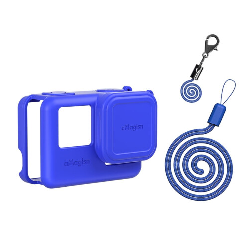 Capa de silicone para lente da Insta360Pro/Ace, capa protetora à prova de choque com alça anti-perda e cordão - Compatível com a câmera