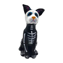 wowotier Tag der Toten Hundefigur, bunte Gemälde, Halloween Zuckerschädel Tierskulptur, gruselige Skelett-Schreibtischdekoration
