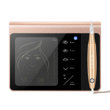 Permanent Makeup Machine with LCD Touch Screen, Ergonomic Eyebrow Tattoo Pen, 20 Needles, Gold