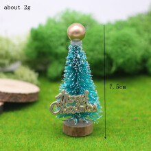 mini sapin de Noël artificiel, mini sapin en sisal avec base en bois, sapin en forme de brosse à bouteille pour décoration de bureau de Noël,