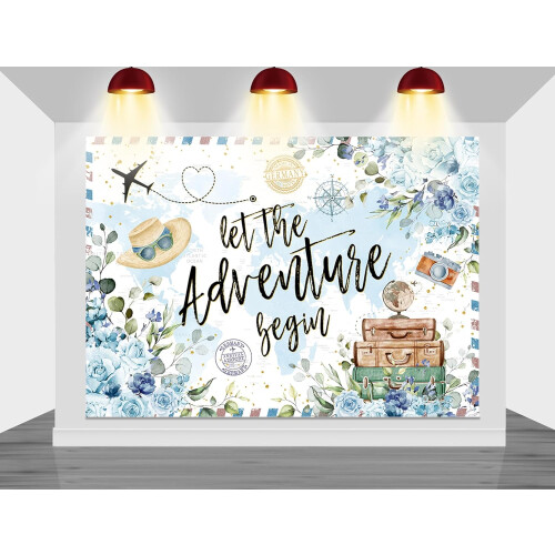 Φόντο Adventure Awaits σε σκούρο μπλε χρώμα, συμβατό με θέμα ταξιδιού στον παγκόσμιο 1