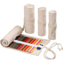 Slots Pencil Case Rolling Bag, Artist Colored Pencils Rolling Bag Short Brush Case Pencils Organizer for Drawing Coloring a White 48slots