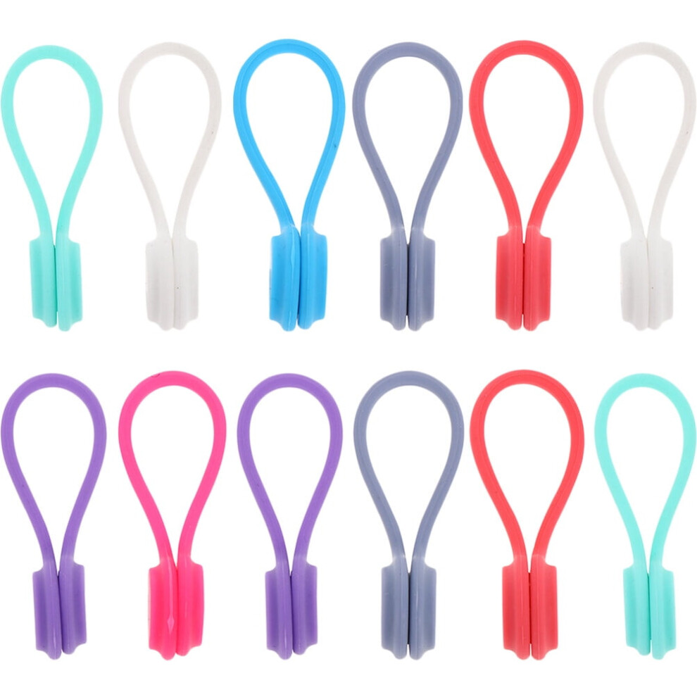 12Pcs Silicone Cable Ties Cord Colored Cable Organizers Magnetic Cord Keepers Home Cable Holders 9423501596765