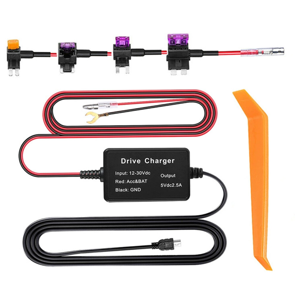 Dash Cam Hardwire Kit For 24 Hour Surveillance, Low Voltage Protection With Dual Intelligent Voltage Reduction, 12V-24V To 5V Stable Power Supply For 9138057191813