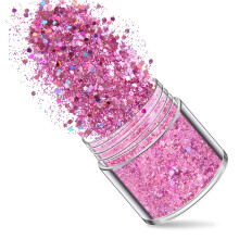 12 Boxes Fuchsia Hexagonal Nail Glitter Powder Ultra Fine Sparkle for Nail Art and Crafts