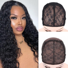 2Pcs Double Lace Wig Cap with Adjustable Straps and Combs for Wig Making Ventilated Swiss Lace M Brown