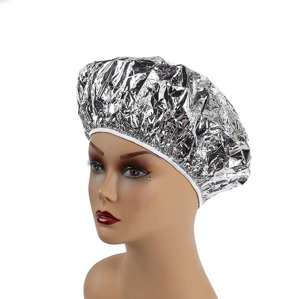 Silver Aluminum Foil Hair Cap Reusable Waterproof Heat Retention Foil Cap For Hair Coloring And Treatment