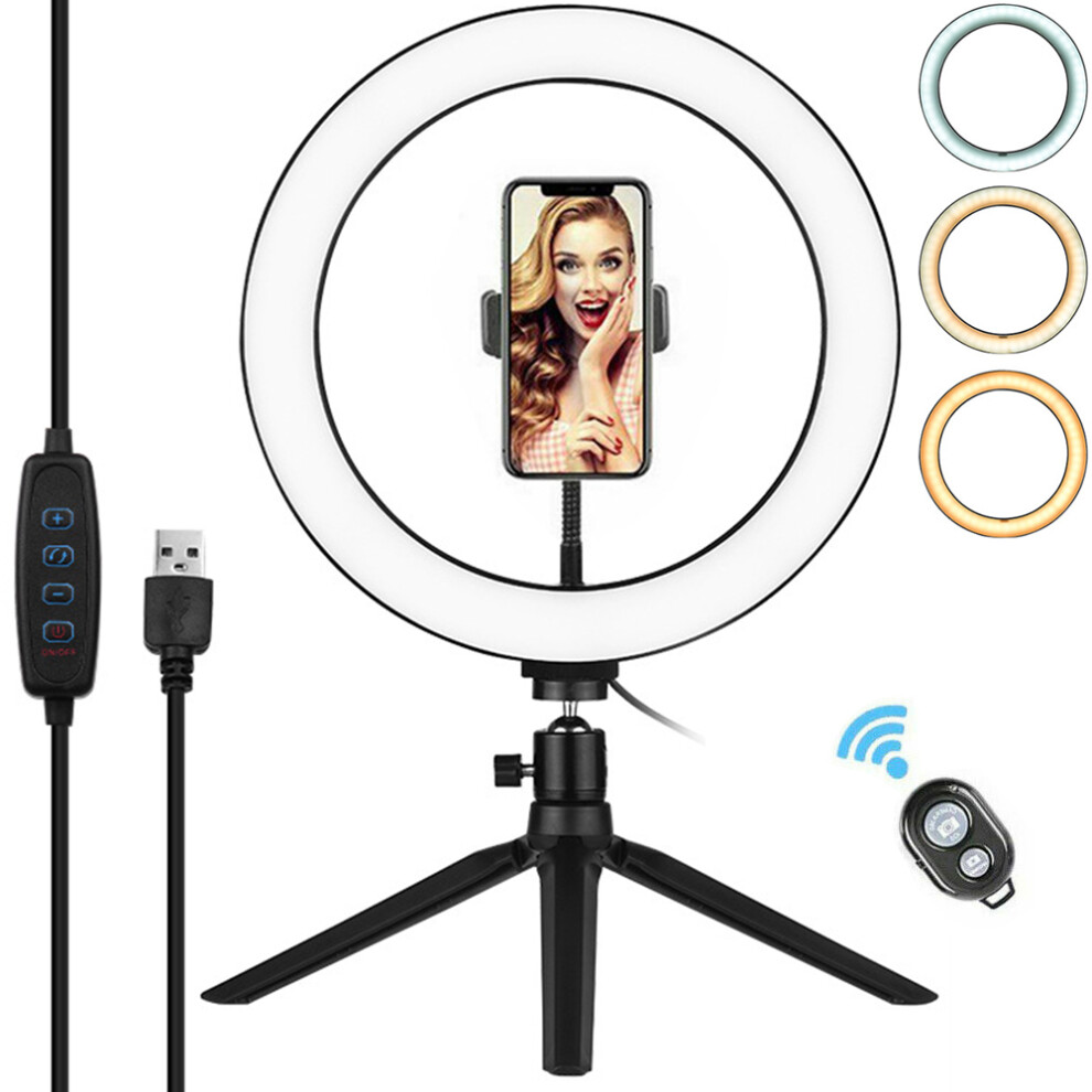 Phone Tripod Stand With Selfie Ring Designed For Multiple Shooting Angles Light 9012494536331