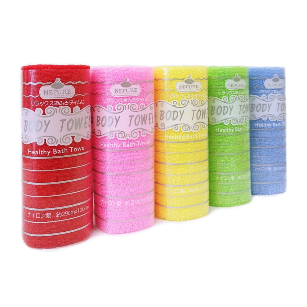 Exfoliating Shower Towel Large Korean Body Scrubber for Deep Exfoliation and Full Body Reach, 5 Pack