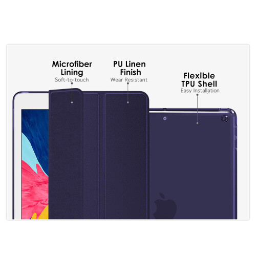 Capa sofisticada para o seu iPad de 10,2 polegadas (7ª geração), capa inteligente leve com ativação/desativação automática, suporte triplo e 2