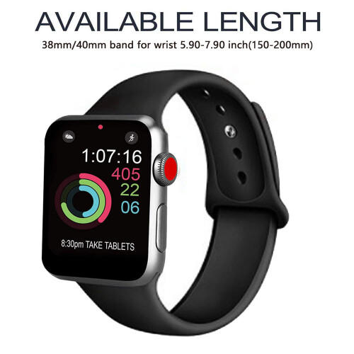 Άνετο λουράκι σιλικόνης για Apple Watch Series 5/4/3/2/1 38-40mm, λεία επιφάνεια, ανθεκτικό, κομψό 2
