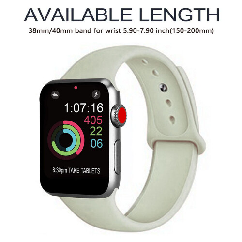 Άνετο λουράκι σιλικόνης για Apple Watch Series 5/4/3/2/1 38-40mm, λεία επιφάνεια, ανθεκτικό, κομψό 2