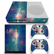Pomarańczowa ochronna naklejka winylowa z motywem Galaxy do konsoli Xbox One Slim, łatwa do usunięcia bez pozostawiania śladów, błyszcząca