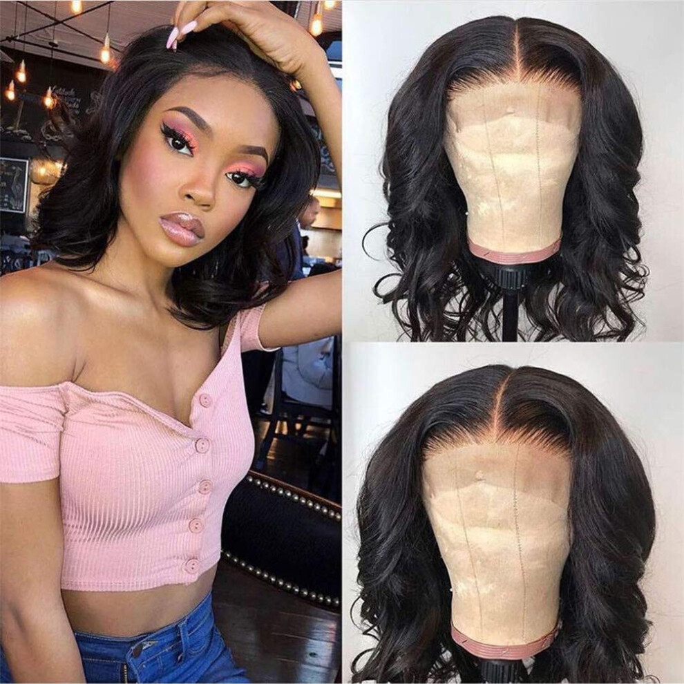 Brazilian Body Wave Lace Front Wig Human Hair Bob 12inch Pre Plucked for Black Women