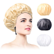 Extra Large Adjustable Double Layer Waterproof Shower Cap for Women, Oversized 14' Diameter