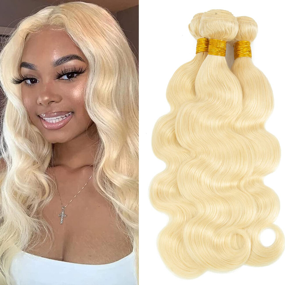 Unisex Honey Blonde Hair Bundles 613 Body Wave Brazilian Virgin Remy Extensions 14 16 18 Inch Tangle