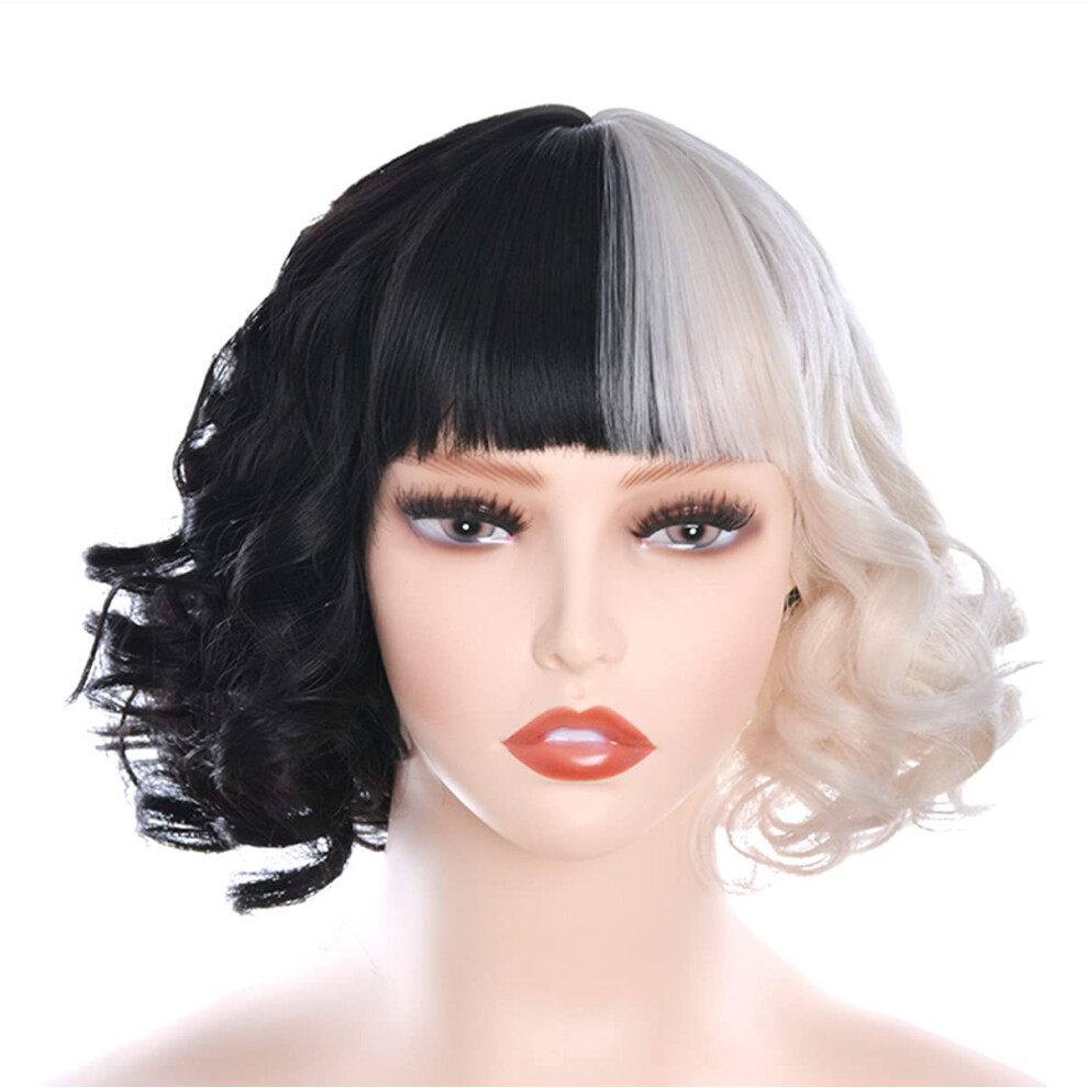 Unisex Short Curly Wig With Bangs Heat Resistant Synthetic Hair For Halloween Cosplay And Party