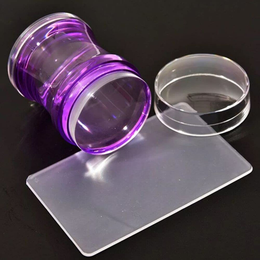 Nail Art Stamping Kit with Round Jelly Nail Stamper and Scraper Set Purple Beginner Friendly